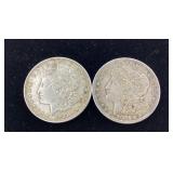 2) 1921 P Morgan Silver Dollars