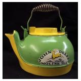 VINTAGE CAST IRON TEA KETTLE WITH JOHN DEERE