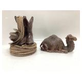 Memorial Urn Cowboy Boots and pastimes wood art