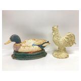 Vintage Cast Iron Duck Doorstop and vintage cast