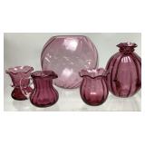 (5) VTG. PILGRIM & HAND BLOWN CRANBERRY GLASS