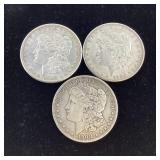 3) 1900 P Morgan Silver Dollars