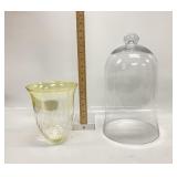 Glass Bell Cloche Display Dome and yellow art