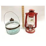 Glass kerosene bottle and Lantern Hurricane