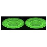 PAIR OF VTG. MACBETH-EVANS URANIUM GLASS DISHES