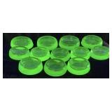 (12) VTG. HAZEL ATLAS URANIUM GLASS COASTERS,