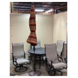 6-PIECE PATIO DINING SET, UMBRELLA, 4 HIGH BACK
