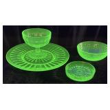 (4) VTG. URANIUM DEPRESSION GLASS PIECES, ANCHOR