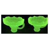 PAIR OF VTG. WESTMORELAND SATIN URANIUM GLASS