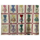 Vtg Sunbonnet Handmade Quilt