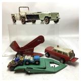 7 vintage Tonka Toys lot. Jeeps, Sandloader, and
