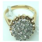 14k Yellow Gold Ladies Diamond Cluster Ring