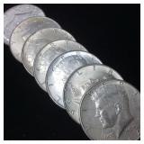 7 Kennedy Half Dollars 90% Silver