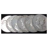 6 Franklin Half Dollars