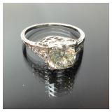 1.61 Tcw Platinum Ladies Antique Engagement Ring