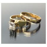 14KT BRIDAL SET .97 CENTER DIAMOND