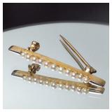 14KY GOLD PIN W/ 11 PEARLS 0.95DWT