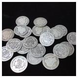 QTY 27 BARBER SILVER DIMES