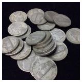 QTY 22 1942 SILVER PHILADELPHIA NICKELS