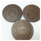 1864, 1869 & 1865 2 CENT COIN