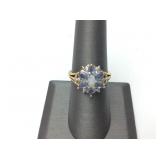 GOLD RING W OPAL & 6 AMYTHYST 1.6DWT