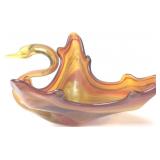 GOLD & RED SWAN GLASS PLANTER