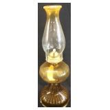 VINTAGE AMBER YELLOW OIL PEDESTAL LAMP