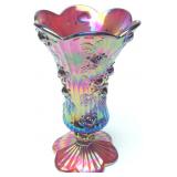 Fenton Carnival Flowers Vase Signed