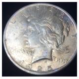 1925 SILVER PEACE DOLLAR VG DETAIL