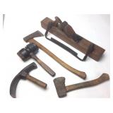 VTG. D.R. BARTON PLANER, MALLET, AX, PICK VTG. D.R. BARTON PLANER, MALLET, AX, PICK