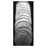 (11) 90% SILVER WALKING LIBERTY HALF DOLLARS