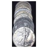 (10) 90% SILVER WALKING LIBERTY HALF DOLLARS