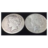 2 SILVER PEACE DOLLARS 2 SILVER PEACE DOLLARS