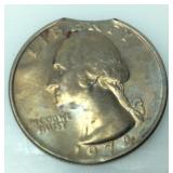 1974 WASHINGTON QUARTER PLANCHETTE RIM CLIP 1974 WASHINGTON QUARTER PLANCHETTE RIM CLIP