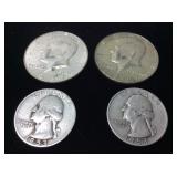 2 40% SILVER KENNEDY HALVES/ 2 90% SILVER QUARTERS