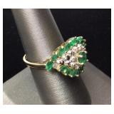 2.9DWT 10kt EMERALD & DIAMOND CLUSTER 2.9DWT 10kt EMERALD & DIAMOND CLUSTER