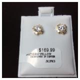 .9DWT 14kt YELLOW GOLD EARRINGS W CUBIC ZIRCONIA