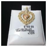 1.2DWT 14kt YELLOW GOLD HEART CHARM