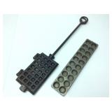 17TH CENTURY CANDY MOLD PEWTER & IRON 17TH CENTURY CANDY MOLD PEWTER & IRON