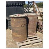 Lot of 2 Metal Barrels