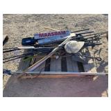 Lot of Gardening Tools and Metal Plant Hangers