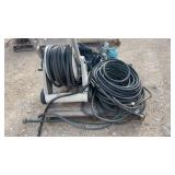 Lot of Assorted Garden Hoses and Reel