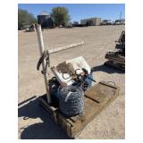 Wooden Crate, Barbed Wire and Cooler w/Contents