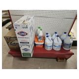 Shelf Lot of Cleaning and Pool Chemicals
