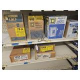 Shelf Lot of Assorted Circuit Breaker Boxes