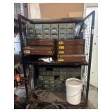 Rolling Rack w/Metal Bins and Contents
