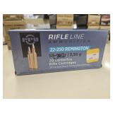 100rds PPU Rifleline 22-250Rem 55gr SP