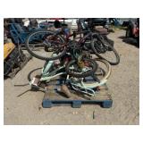 Pallet Lot of Assorted Bikes and Push Mower