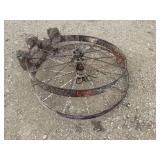 Lot of 2 Antique Metal Wagon Wheels (Yard Art)