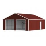 NEW All-Metal 45X25 Double Garage Steel Barn RED